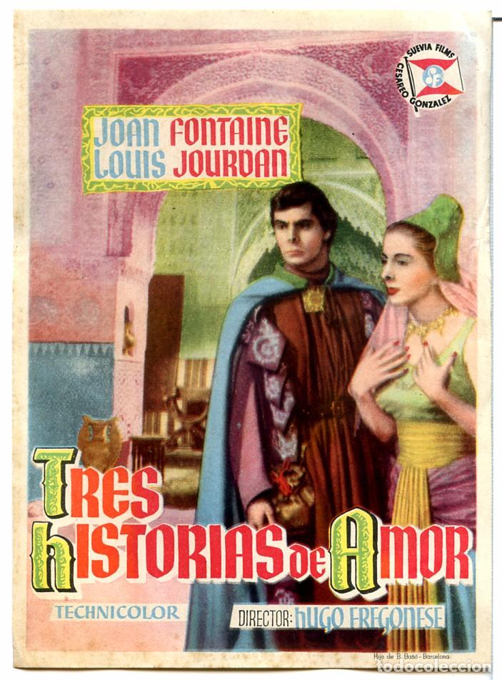 Cinema: TRES HISTORIAS DE AMOR (FOLLETO DE MANO ORIGINAL SIN PUBLICIDAD)
