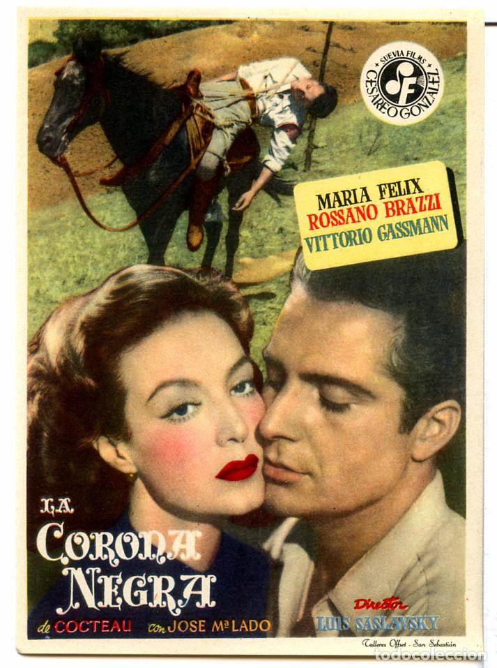 Cinema: LA CORONA NEGRA (FOLLETO DE MANO ORIGINAL SIN PUBLICIDAD)