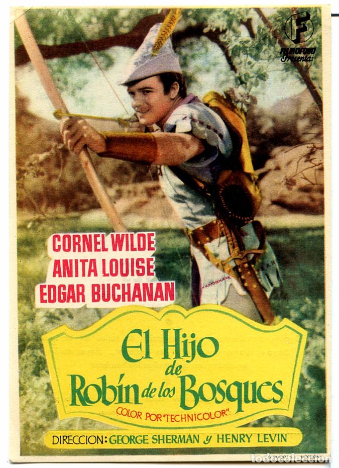 Cinema: EL HIJO DE ROBIN DE LOS BOSQUES 1946 (FOLLETO DE MANO ORIGINAL CON PUBLICIDAD CINE TEATRO PRINCIPAL)