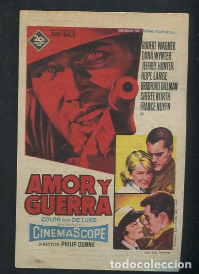 Cine: PROGRAMA SOLIGO - AMOR Y GUERRA - ROBERT WAGNER, DANA WYNTER JEFFREY HUNTER CON PUBLICIDAD
