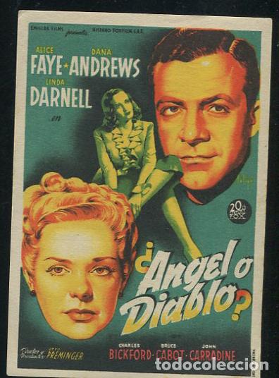 Cine: PROGRAMA SOLIGO - &iquest;ANGEL O DIABLO?-DANA ANDREWS- ALICE FAYE CON PUBLICIDAD