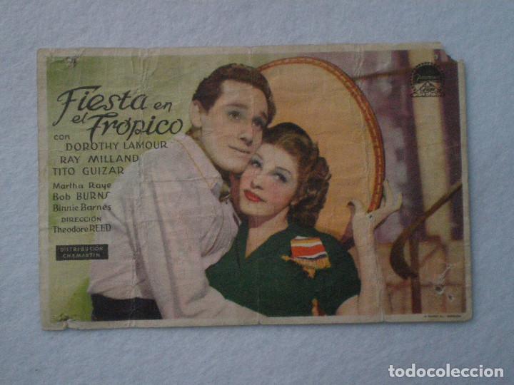 Folhetos de m&atilde;o de filmes antigos de cinema: FIESTA EN EL TROPICO // PROGRAMA DE MANO ORIGINAL PARAMOUNT // CON PUBLICIDAD 1943