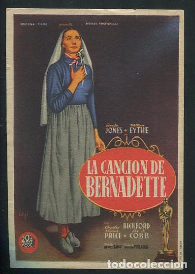 Cine: PROGRAMA SOLIGO - LA CANCI&Oacute;N DE BERNADETTE JENNIFER JONES CON PUBLICIDAD