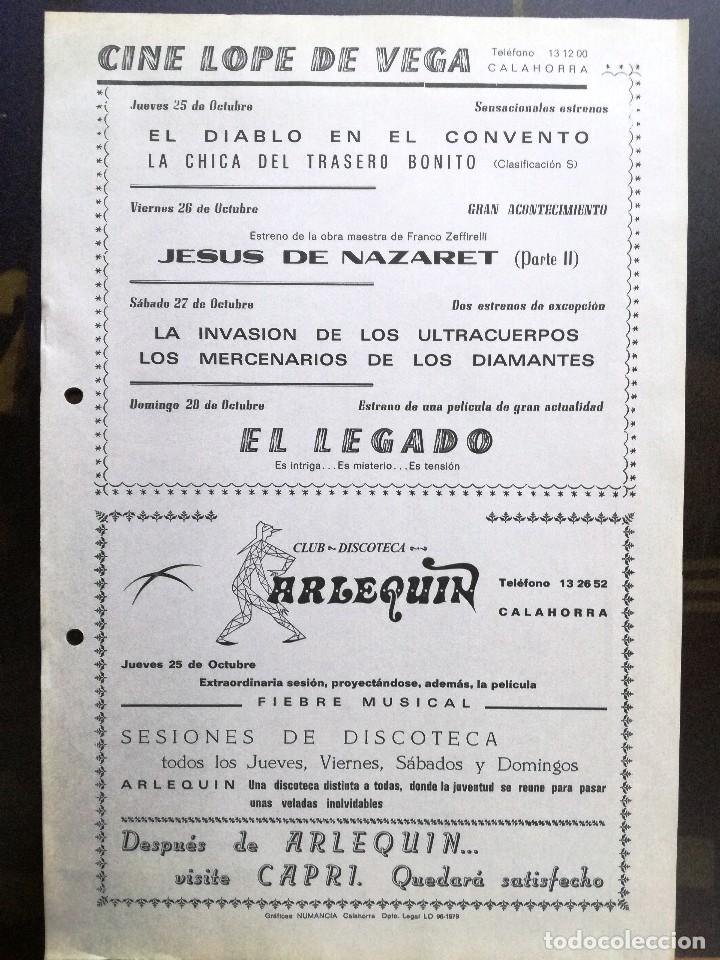  Foglietti di film di film antichi di cinema: EL DIABLO EN EL CONVENTO,JESUS DE NAZARET,LA INVASION DE LOS ULTRACUERPOS,EL LEGADO.CINE LOPE DE VEG
