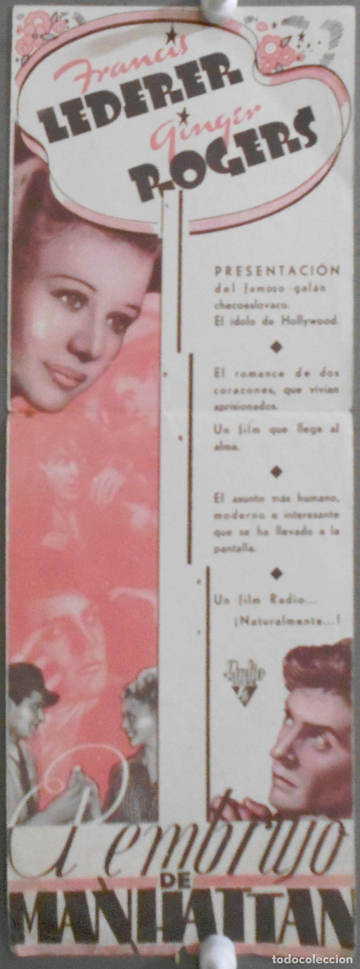 Cine: PTCC 522 EL EMBRUJO DE MANHATTAN PROGRAMA DOBLE RKO GINGER ROGERS FRANCIS LEDERER - Foto 2