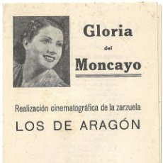 Cine: GLORIA DEL MONCAYO PROGRAMA DOBLE CANCIONERO CINE ESPAÑOL JUAN PARELLADA EULALIA ZAZO