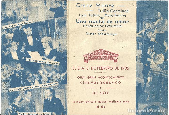 Cine: PTCC 302 UNA NOCHE DE AMOR PROGRAMA DOBLE COLUMBIA GRACE MOORE - Foto 2