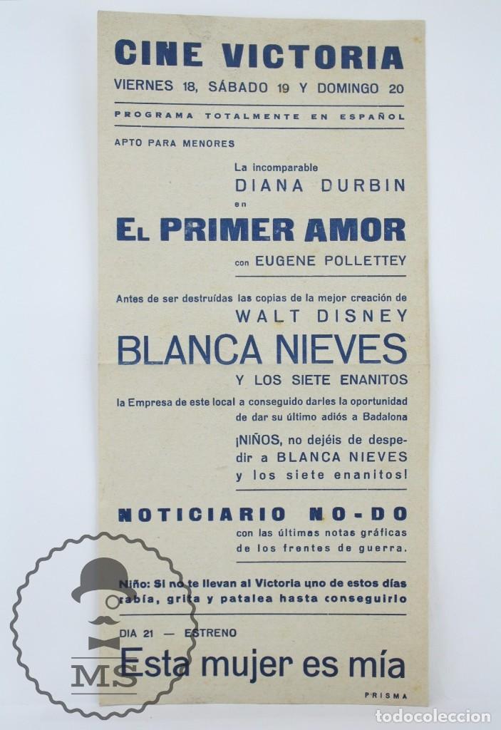 Cine: Programa de Cine Local - El Primer Amor / Blancanieves - A&ntilde;os 40- Cine Victoria, Badalona