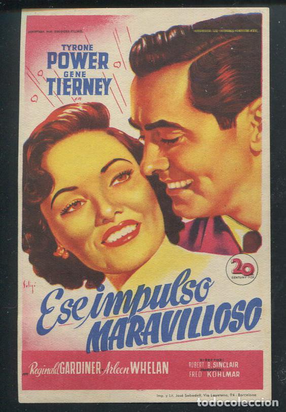 Cine: PROGRAMA SOLIG&Oacute; -  ESE IMPULSO MARAVILLOSO  TYRONE POWER - GENE TIERNEY