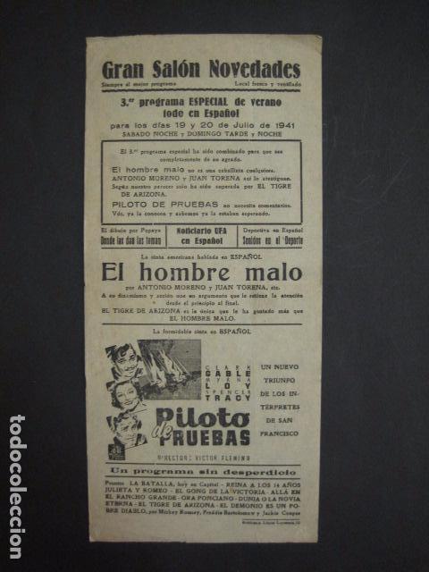 Cinema: PILOTO DE PRUEBAS  - SALON NOVEDADES  - A&Ntilde;O 1941 - VER FOTOS Y MEDIDAS - ( C-3023)