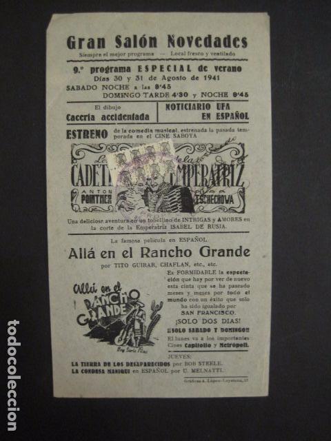 Cinema: CADETES DE LA EMPERATRIZ  - SALON NOVEDADES - A&Ntilde;O 1941 - VER FOTOS Y MEDIDAS - ( C-3027)
