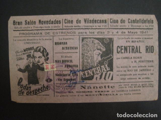  Foglietti di film di film antichi di cinema: BODAS DE DESPECHO- CENTRAL RIO -SALON NOVEDADES-A&Ntilde;O 1941-VER FOTOS Y MEDIDAS - ( C-3030)