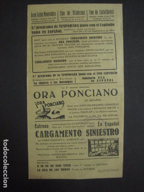  Foglietti di film di film antichi di cinema: ORA PONCIANO-CARGAMENTO SINIESTRO -CINE NOVEDADES A&Ntilde;O 1941 -VER FOTOS Y MEDIDAS - ( C-3039)