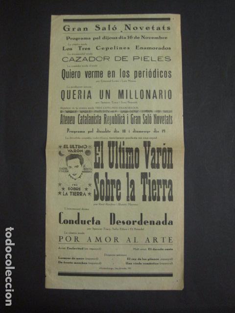  Foglietti di film di film antichi di cinema: EL ULTIMO VARON SOBRE LA TIERRA -SALO NOVETATS -A&Ntilde;OS 30 -VER FOTOS Y MEDIDAS - ( C-3043)
