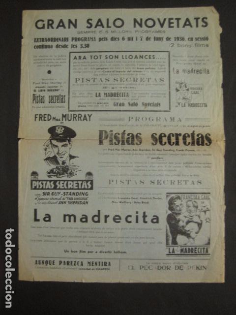  Foglietti di film di film antichi di cinema: PISTAS SECRETAS -LA MADRECITA  -SALO NOVETATS -A&Ntilde;O 1936 -VER FOTOS Y MEDIDAS - ( C-3044)
