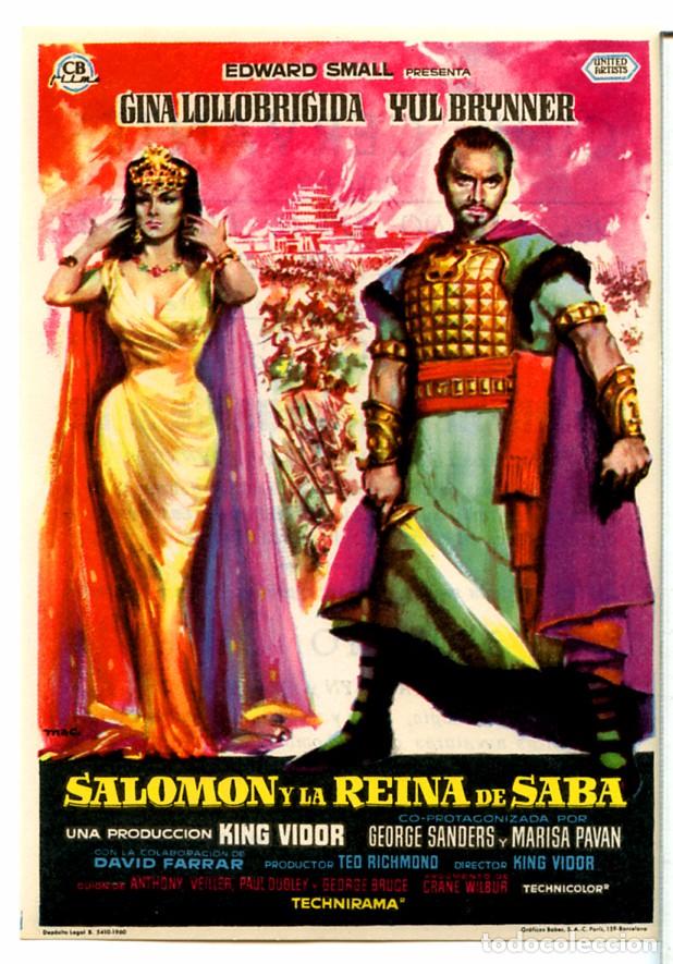 Cinema: SALOMON Y LA REINA DE SABA 1959 (FOLLETO DE MANO ORIGINAL CON PUBLICIDAD CINE CERVANTES VILLENA