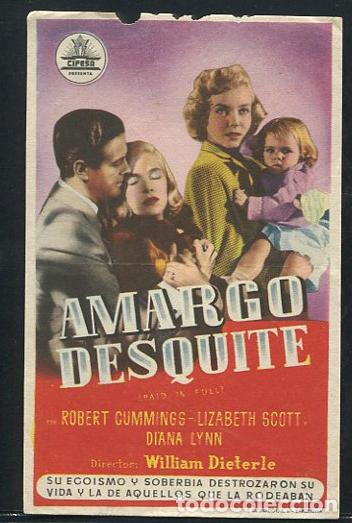Cine: PROGRAMA AMARGO DESQUITE. LIZABETH SCOTT. WILLIAM DIETERLE - Foto 1