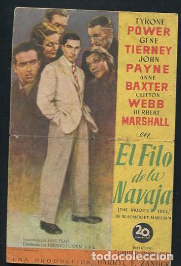 Cine: PROGRAMA EL FILO DE LA NAVAJA - TYRONE POWER - GENE TIERNEY - Foto 1