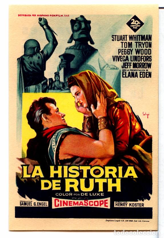 Cinema: LA HISTORIA DE RUTH (FOLLETO DE MANO ORIGINAL CON PUBLICIDAD CINE CERVANTES VILLENA)
