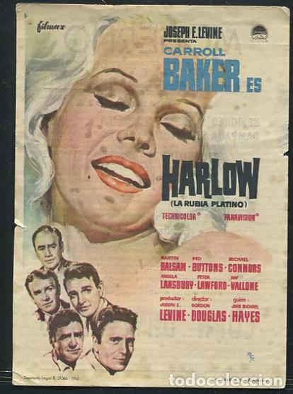 PROGRAMA HARLOW ( LA RUBIA PLATINO ) - CARROLL BAKER, MARTIN BALSAM - CON PUBLICIDAD (Cine - Folletos de Mano - Acción)