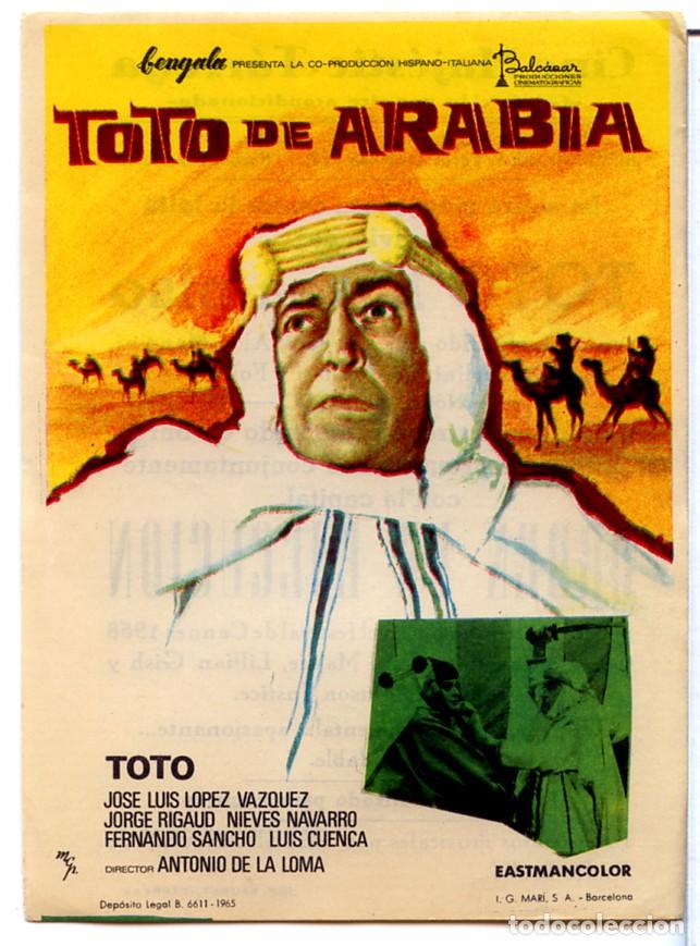 Cinema: TOTO DE ARABIA (FOLLETO DE MANO ORIGINAL CON PUBLICIDAD CINE MAJ&Eacute;STIC - T&Aacute;RREGA)