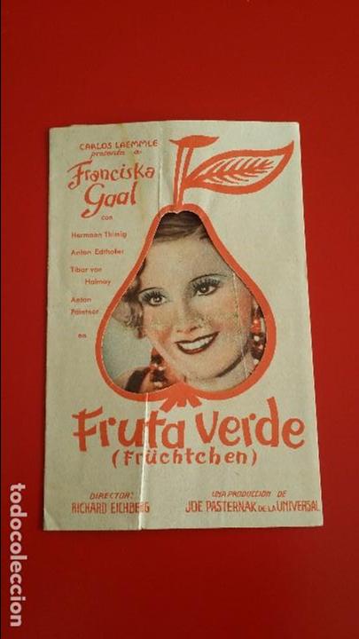 Cine: PROGRAMA DE CINE - FRUTA VERDE - FOLLETO DE MANO 100% ORIGINAL - Foto 1