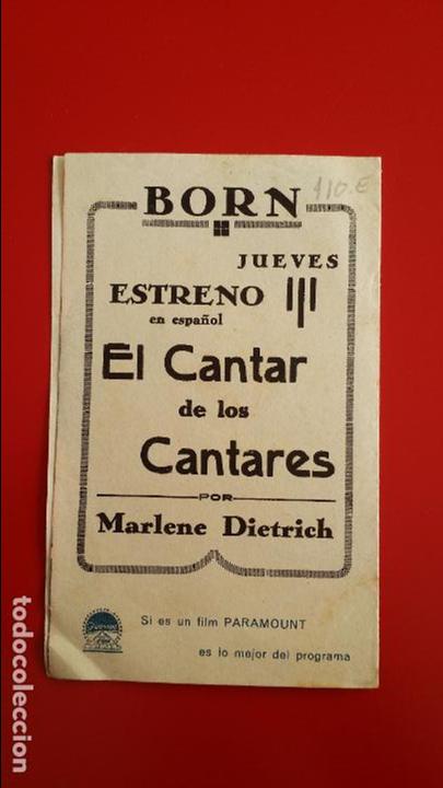 Cine: PROGRAMA DE CINE - EL CANTAR DE LOS CANTARES - FOLLETO DE MANO 100% ORIGINAL - Foto 4