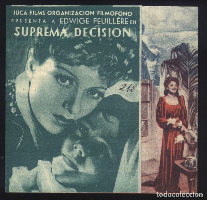 Folhetos de m&atilde;o de filmes antigos de cinema: Q-06795- SUPREMA DECISI&Oacute;N (Sans lendemain) (DOBLE) (TEATRO MARIANA - TALAVERA) Edwige Feuill&egrave;re
