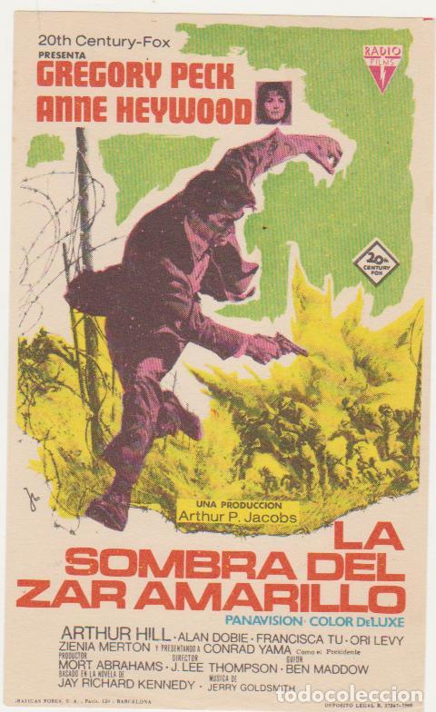 Folhetos de m&atilde;o de filmes antigos de cinema: La Sombra del Zar Amarillo. Sencillo de RAdio Films.  &iexcl;IMPECABLE!