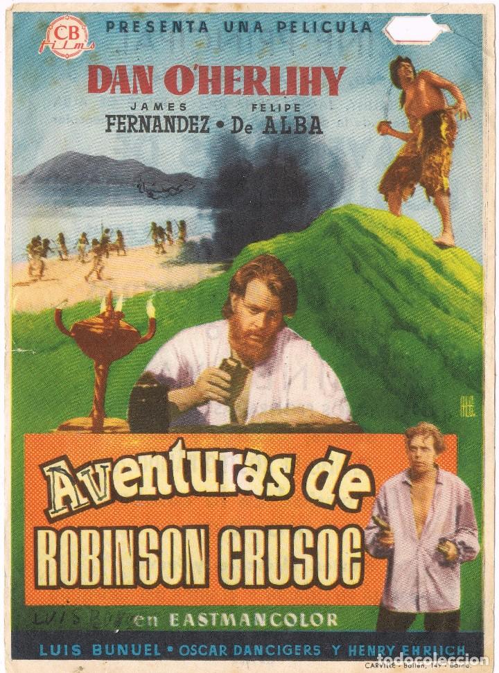 Kino: 047. CINE. Folleto de mano. AVENTURAS DE ROBINSON CRUSOE. Cine Principal 1954