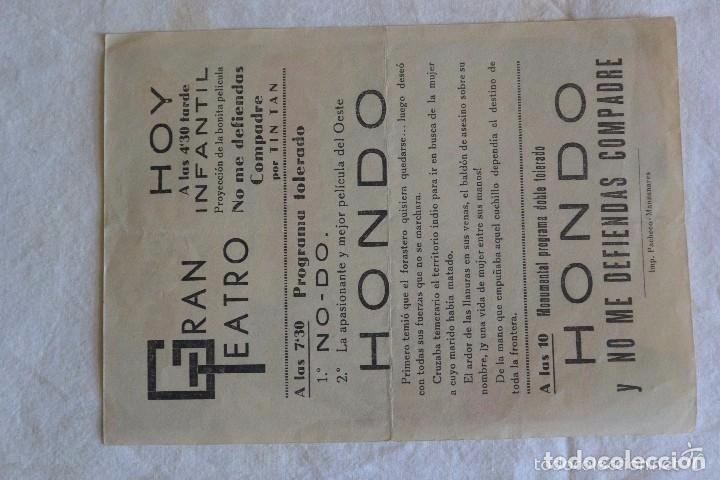 Cine: FOLLETO MANO CINE HONDO - Foto 2