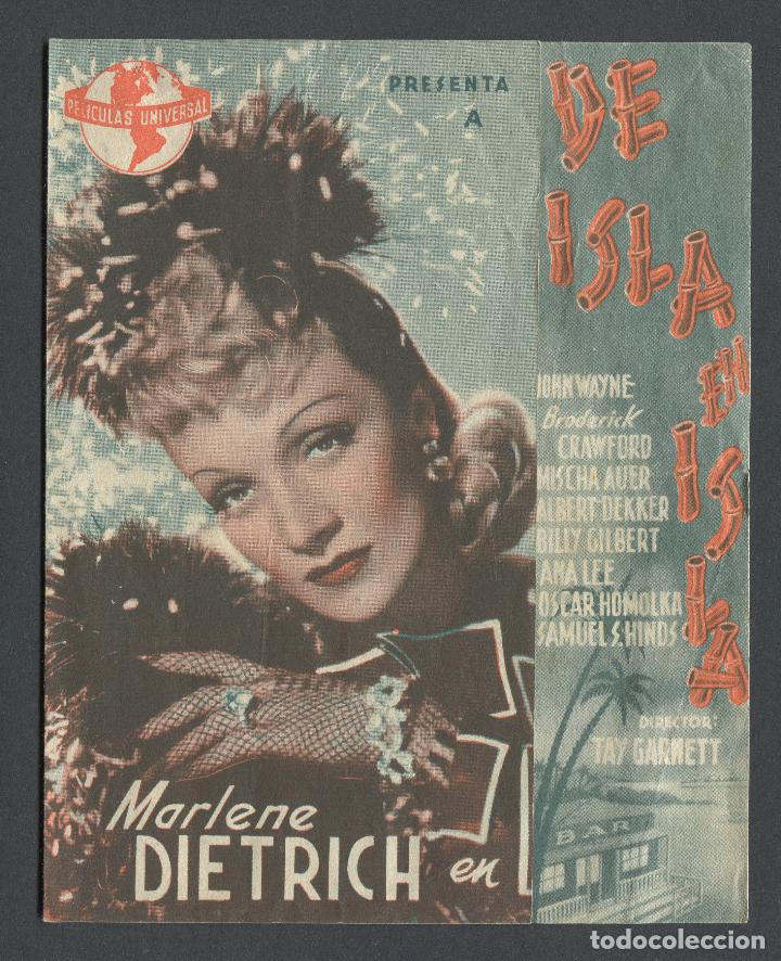 Cine: PROGRAMA DE ISLA EN ISLA, MARLENE DIETRICH, JOHN WAYNE Con publicidad - Foto 1