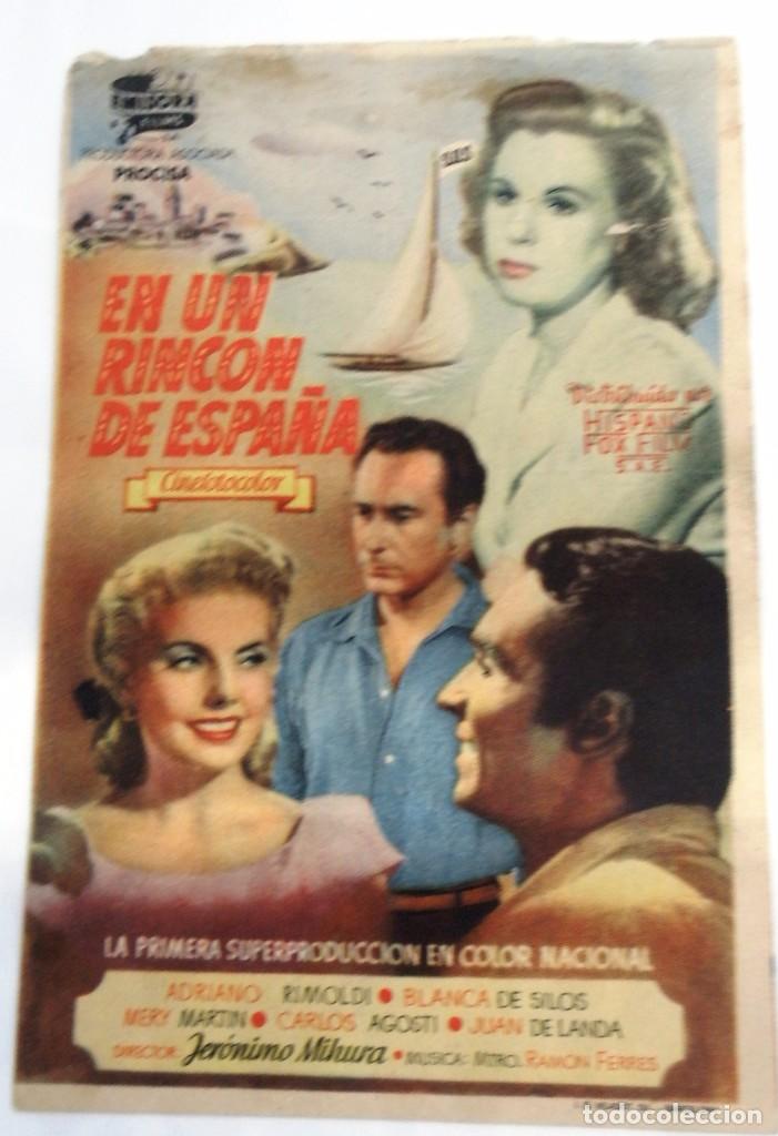 Cinema: FOLLETO DE MANO DE LA PELICULA ESPA&Ntilde;OLA ''EN UN RINCON DE ESPA&Ntilde;A'' DE LOS A&Ntilde;OS 40