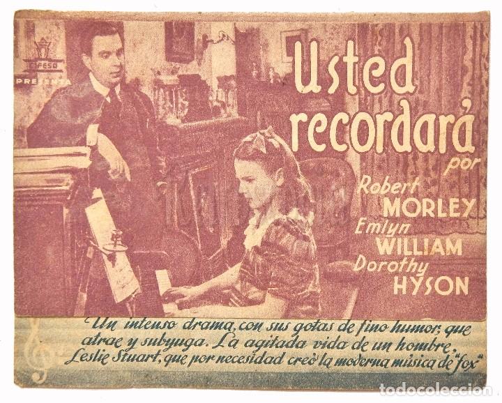 Cine: PROGRAMA DOBLE* USTED RECORDAR&Aacute;* ROBERT MORLEY EMLYN WILLIAMS. JACK RAYMOND. CAMPOS ELISEOS - Foto 1