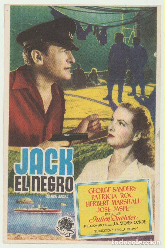 Folhetos de m&atilde;o de filmes antigos de cinema: Jack El Negro. Sencillo de Floralva.  Cine Mari - Le&oacute;n  1950.