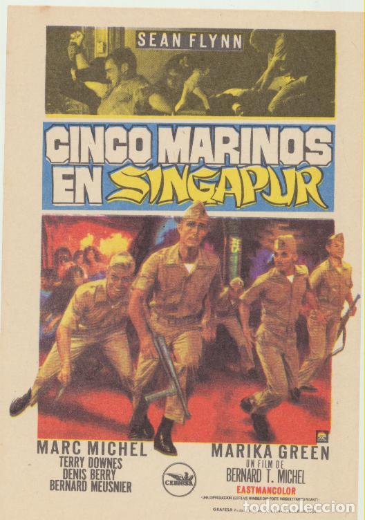 Folhetos de m&atilde;o de filmes antigos de cinema: Cinco marinos en Singapur. Sencillo de Cepicsa.
