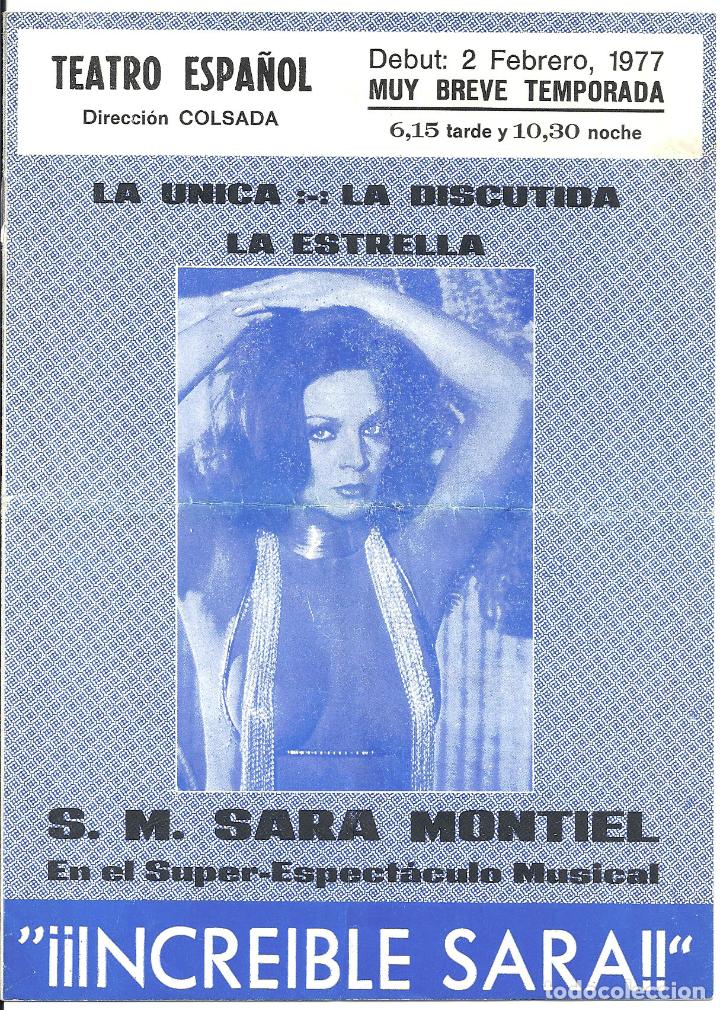 Cine: PTCC 151 SARA MONTIEL INCREIBLE SARA PROGRAMA LIBRITO TEATRO ESPA&Ntilde;OL1977 - Foto 1