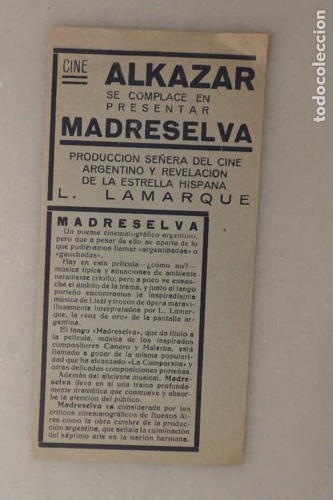 Cinema: PROGRAMA FOLLETO MANO MADRESELVA. CINE ALKAZAR 1940