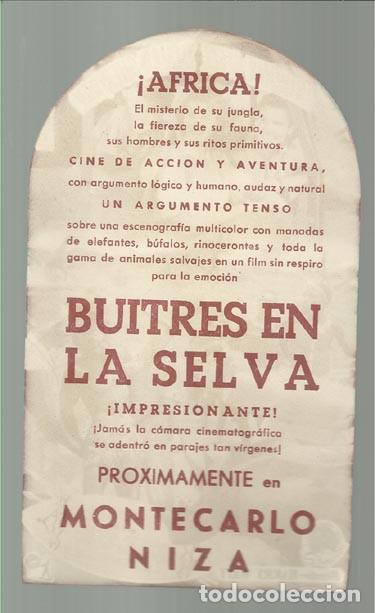 Cine: Programa de mano BUITRES EN LA SELVA, muy buen estado. - Foto 2