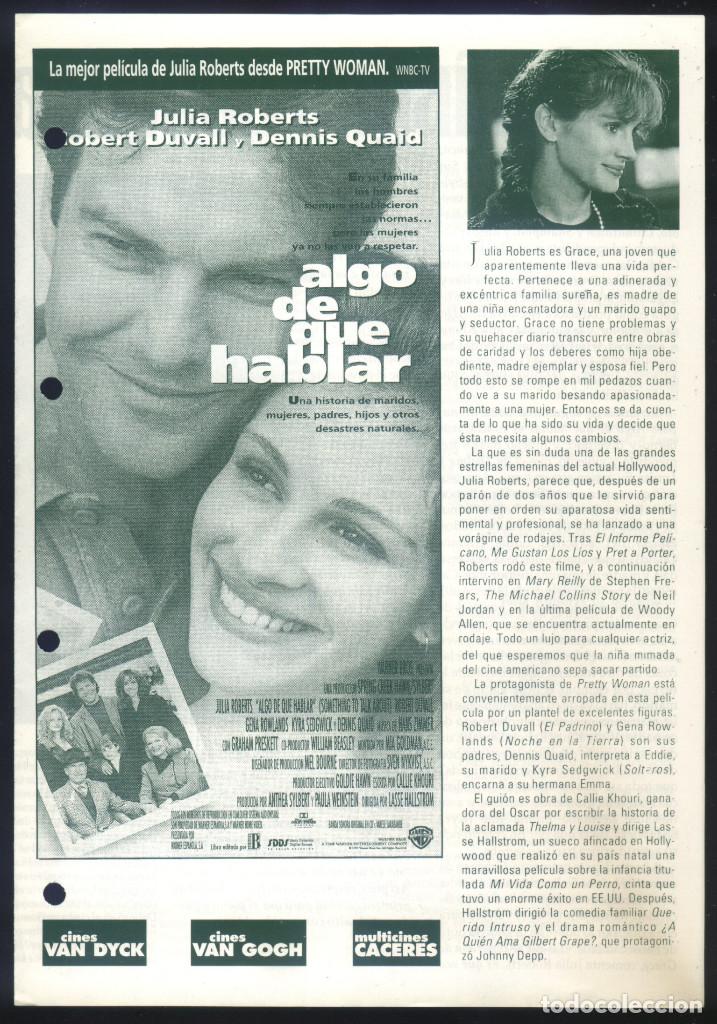  Flyers Publicitaires de films Anciens: Q-06840- ALGO DE QUE HABLAR (Something to Talk About) (LOCAL) (DOBLE) MULTICINES CACERES