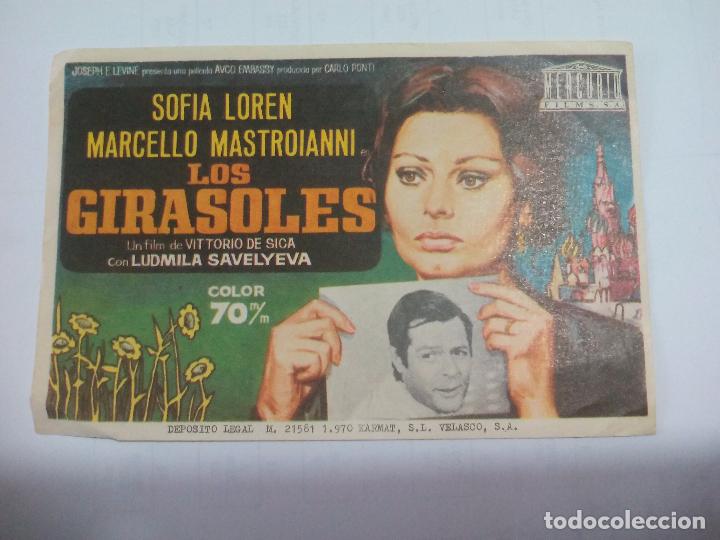 Cine: Los girasoles. Sofia Loren.. Sin Publicidad. Programa de mano original Folleto de cine