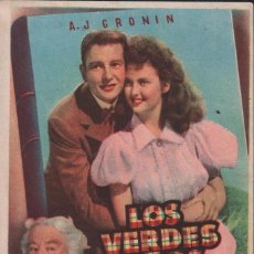 Folhetos de mão de filmes antigos de cinema: LOS VERDES AÑOS - PROGRAMA SENCILLO DE MGM SIN PUBLICIDAD PROGRA-1179. Lote 76057619