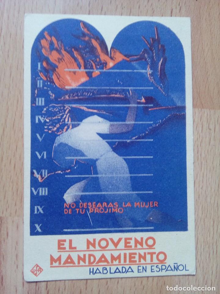 Cine: PROGRAMA DE CINE --EL NOVENO MANDAMIENTO - EN CARTULINA - Foto 1