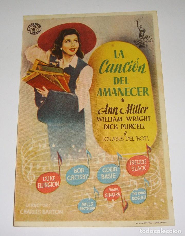 Cine: Programa de Cine. La Canci&oacute;n del Amanecer. Cine Gades. 1947