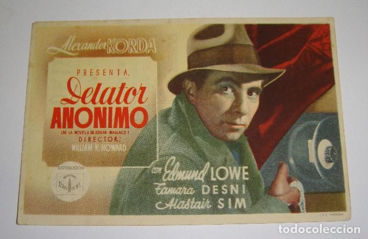 Cine: PROGRAMA DE CINE *DELATOR ANONIMO*. CASINO CINEMA. 1944 - Foto 1