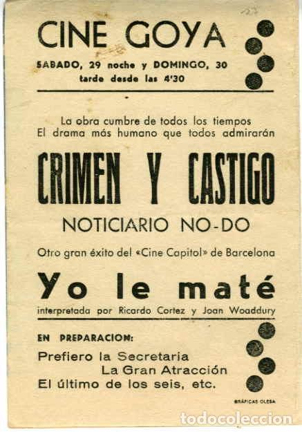 Cine: CRIMEN Y CASTIGO. PROGRAMA DOBLE. REVERSO CINE GOYA - Foto 3