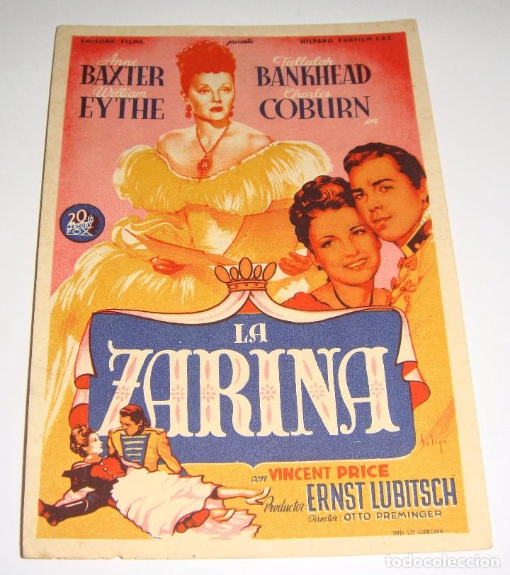 Cine: PROGRAMA DE CINE. LA ZARINA. 1947. CINE GADES. - Foto 1
