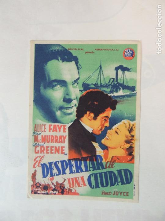 Cine: el despertar de una ciudad - folleto mano original - soligo alice faye fred macmurray h king impreso