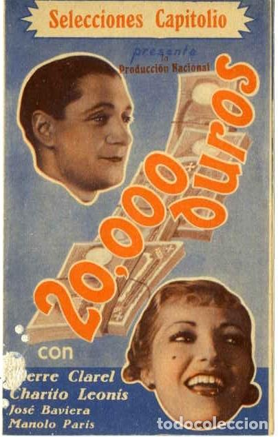 Cine: 20.000 DUROS. PROGRAMA DOBLE. REVERSO SIN IMPRIMIR CINE. - Foto 1