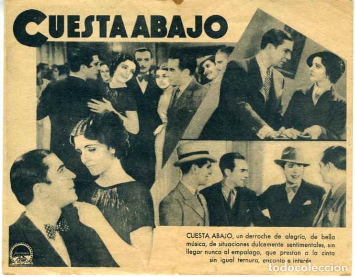 Cine: CUESTA ABAJO. PROGRAMA DOBLE. REVERSO SIN IMPRIMIR CINE - Foto 2